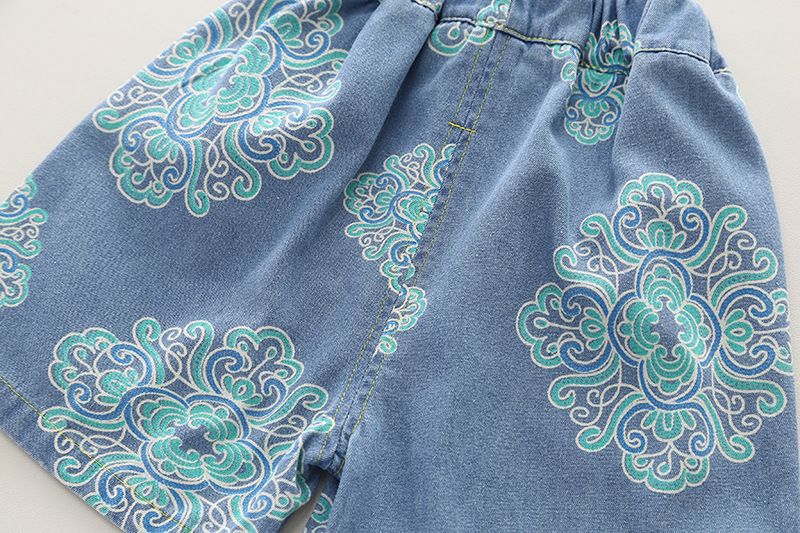 2024 nyári új, kínai stílusú, farmer, rövid ujjú, bő, hétköznapi szett fiúknak és gyerekeknek_voghion.com