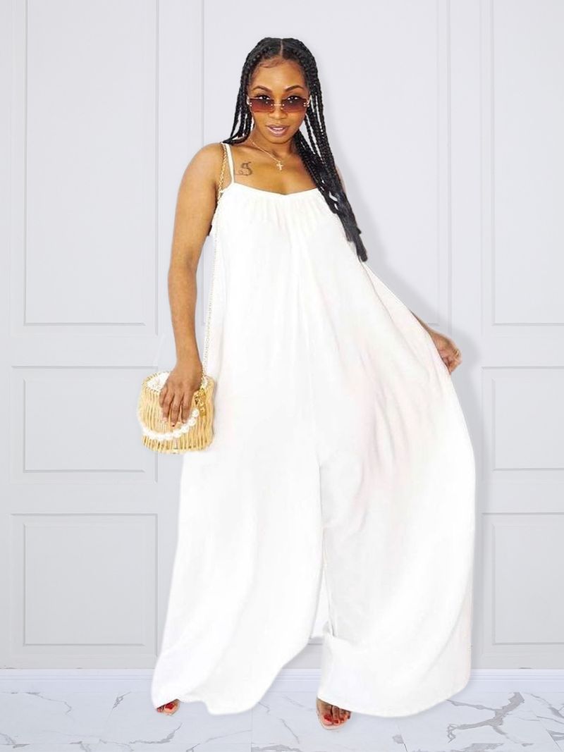 Women's loose large size bell pants solid color jumpsuit_voghion.com