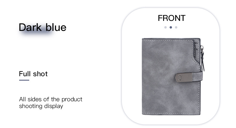 BAELLERRY new women's short wallet version with multiple card slots zipper coin purse buckle card bag men purse_voghion.com