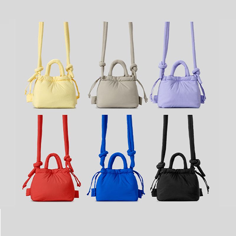 Borsa a tracolla piccola casual imbottita da donna, in nylon e cotone, con tracolla imbottita, mini tote bag_voghion.com
