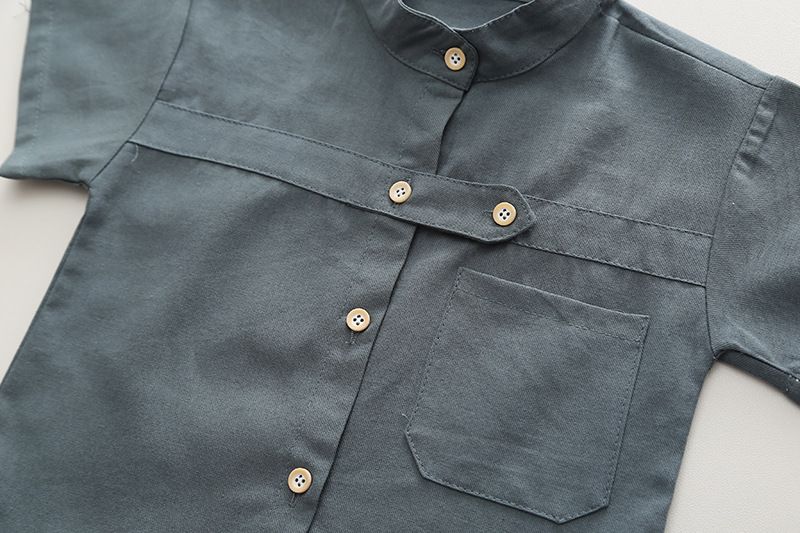 Set di piccole e medie dimensioni, abbigliamento estivo a maniche corte per ragazzi, camicia personalizzata abbottonata in tinta unita, per bambini_voghion.com