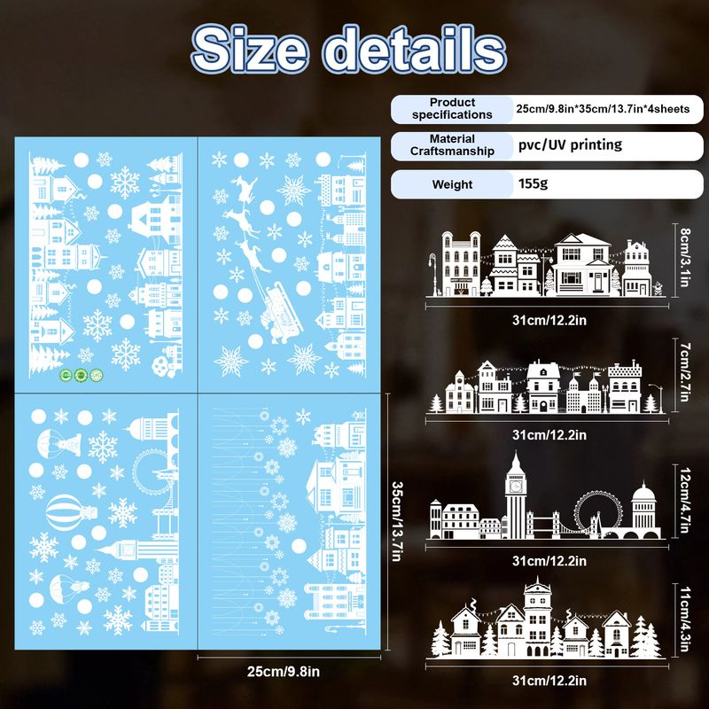 Weihnachtsdekoration im Großhandel: Statisch haftende, grenzüberschreitende Hausaufkleber mit weißen Schneeflocken für Schaufenster in Einkaufszentren_voghion.com