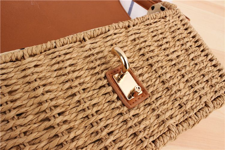 Women's Bags One Piece New Square Lock Crossbody Woven Bag Summer Leisure Paper Rope Woven Bag Single Shoulder Beach Bag_voghion.com