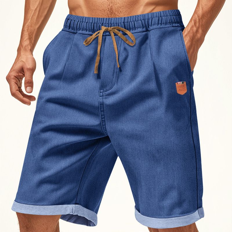 Herren Neue gewaschene einfache Shorts Casual Sports Loose Cotton Denim Fünf-Minuten-Hosen_voghion.com