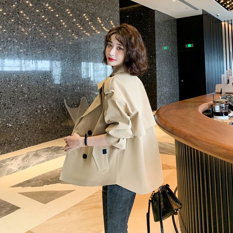 Temperament Short Windbreaker Women's Korean Version Suit Collar Long Sleeved Top Spring And Autumn New Loose_voghion.com