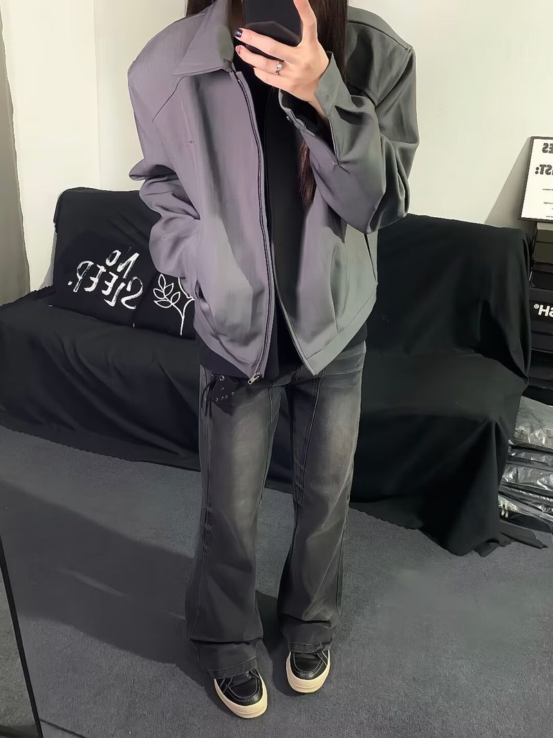 Terno de limpeza de outono, marca de moda coreana, jaqueta curta acolchoada com ombros, estilista masculino, roupa da moda_voghion.com