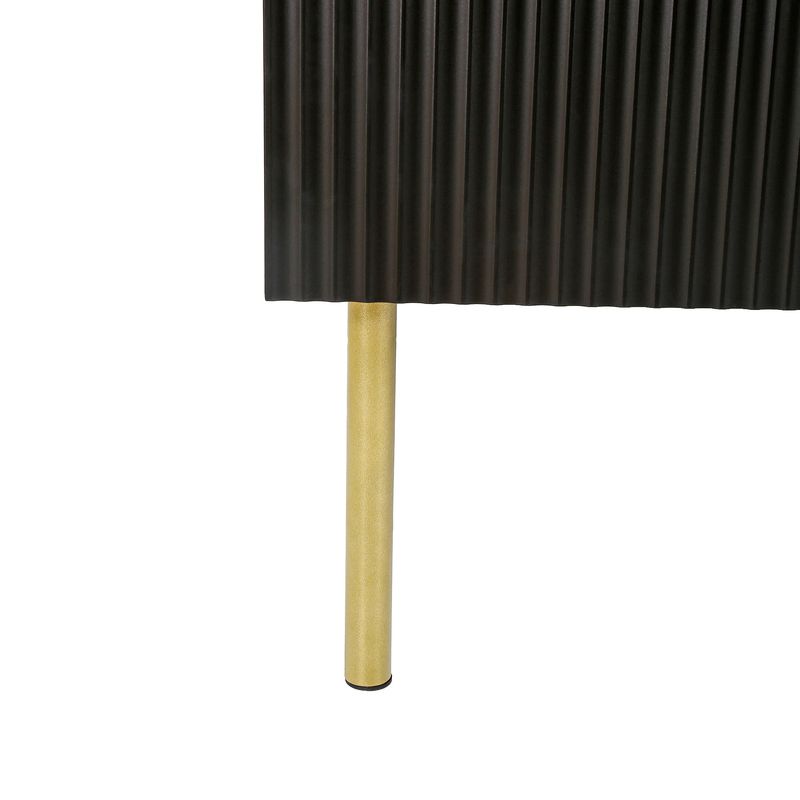 Modern Simple Sideboard with Particle Board and MDF Board; Adjustable Shelves Luxury Style Cabinet with Gold Metal Legs and Handles for Hallway _voghion.com