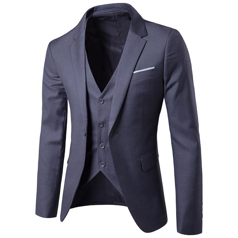 Business casual suit three-piece groomsman wedding one-button suit S-6XL_voghion.com