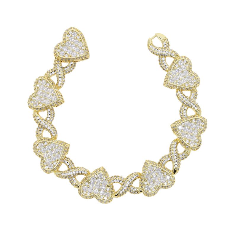 Bracelet tendance hip-hop en forme de cœur avec zircon cubique en forme de 8 pour femme_voghion.com