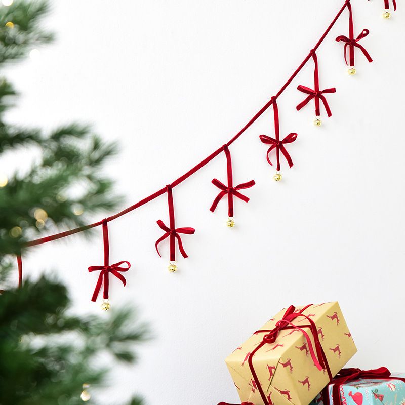 Decorazioni NUCHI in velluto fatte a mano con fiocco, campanella, bandiera, ghirlanda, ornamenti da appendere all'albero di Natale_voghion.com