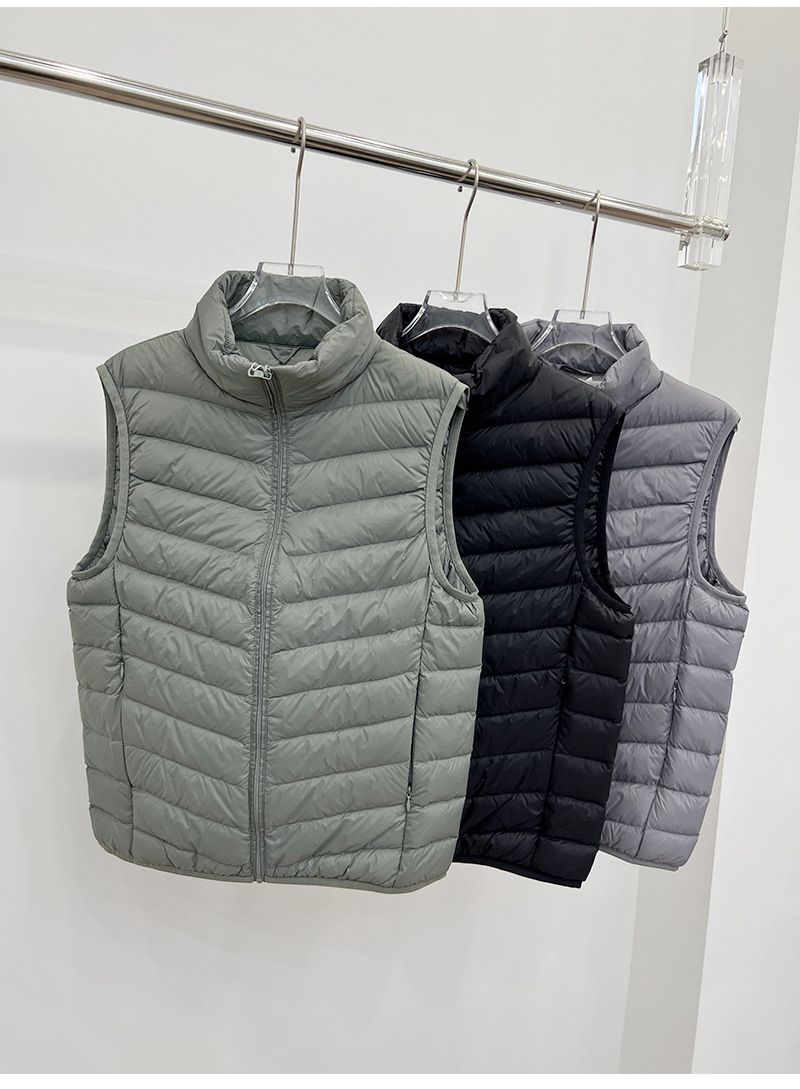 Daunenweste für Herren, Slim Fit Pufferweste mit Reißverschluss für Herbst und Winter, Freizeit- und Bürokleidung, wasserabweisende Außenschicht mit Füllung aus Entenfedern_voghion.com