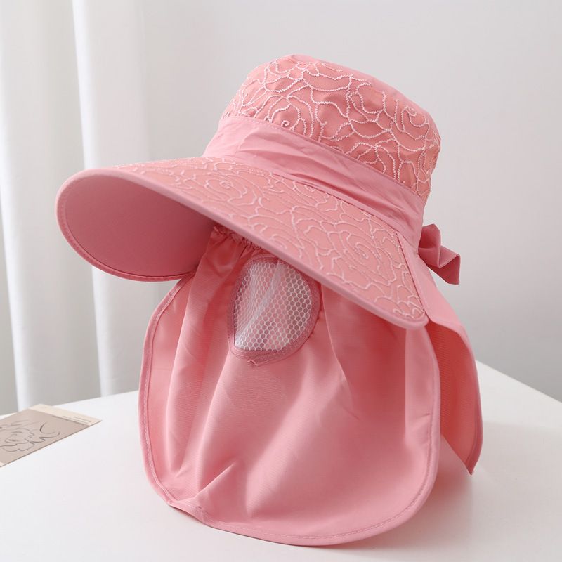 for Women, Summer Mask, Face Covering Wide Brim UV Protection Tea Picking Hat, Lace Cycling Sun Hat_voghion.com