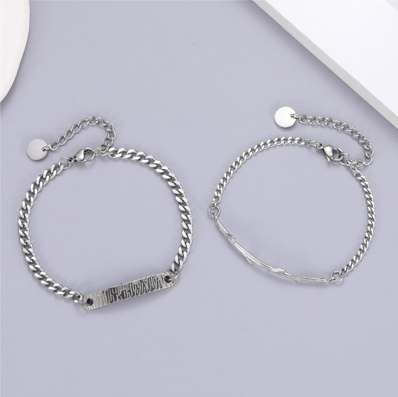 High Grade Mountain With Wood And Wood With Branches Men And Women Bracelet Titanium Steel Ins Style Couple Model Valentine's Day Gift Bracelet_voghion.com