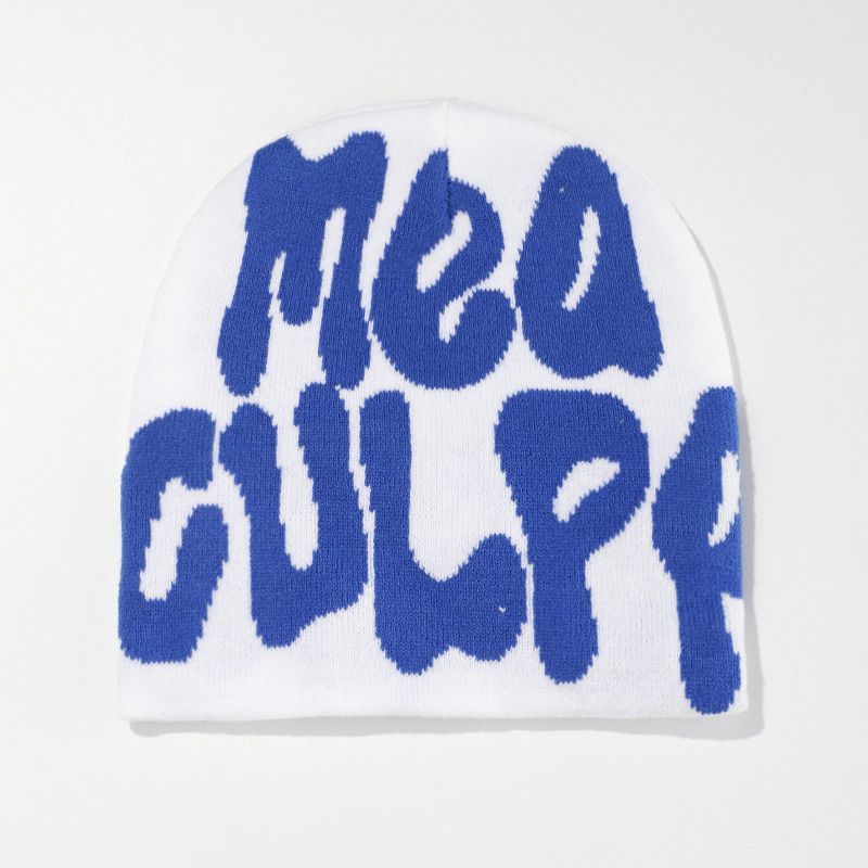 Berretto invernale caldo in jacquard lavorato a maglia con lettere hip-hop Mea, unisex_voghion.com
