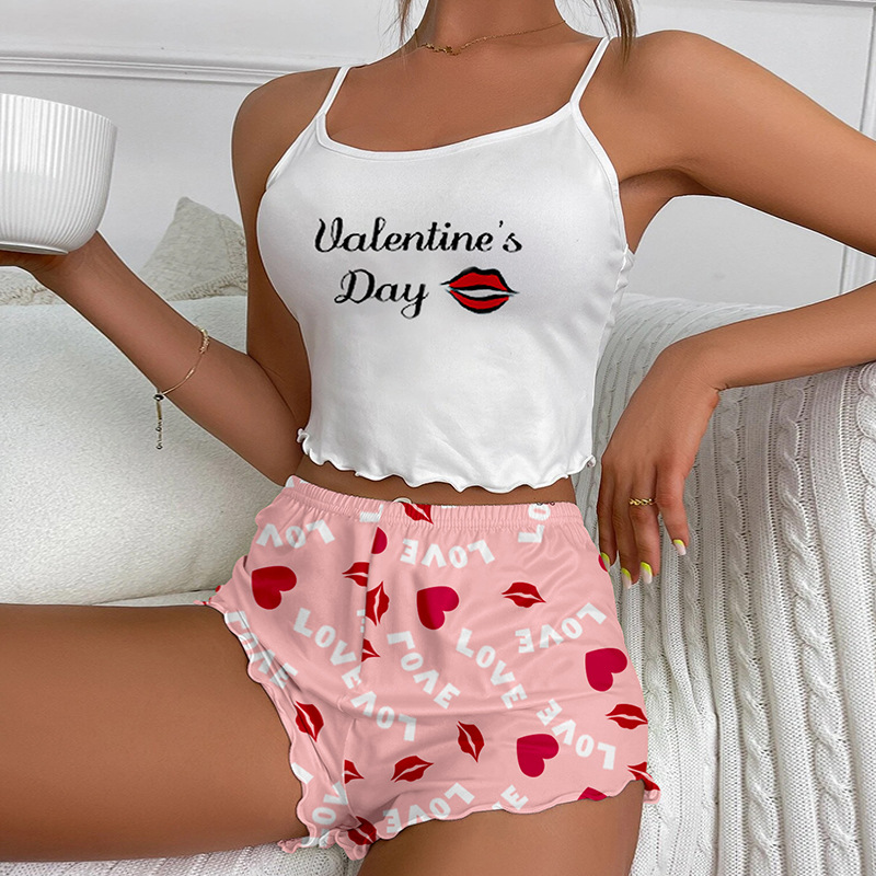 Damen Nachtwäsche Pyjamas für Frauen Ärmelloses Leibchen Shorts Anzug Milchseide Home Kleidung_voghion.com