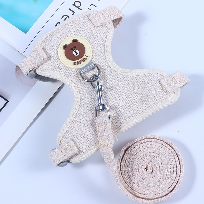Neue Outdoor-Leine für kleine Haustiere für Hunde, Katzen, Meerschweinchen, Kleidung, Geschirr, Weste im Cartoon-Bär-Stil, Zugseil_voghion.com
