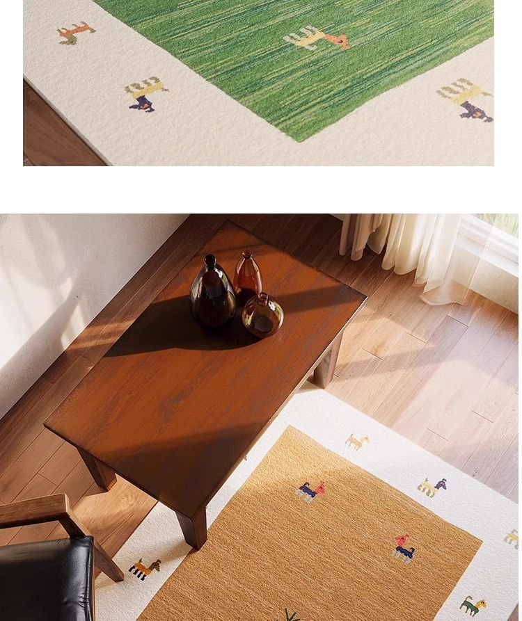Bohemian Abstract Rug – Vintage Tribal Floor Mat For Sofa & Coffee Table, Nordic Minimalist Washable Area Carpet_voghion.com