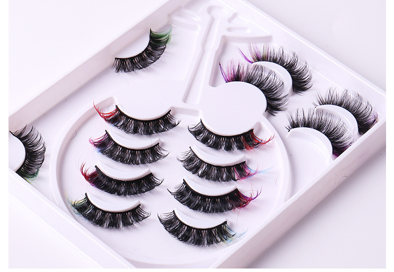 False Eyelashes Popular Colored False Eyelashes 7 Pairs Thick Curled Simulation D Curve Double Eyelid Eyelashes Spot_voghion.com