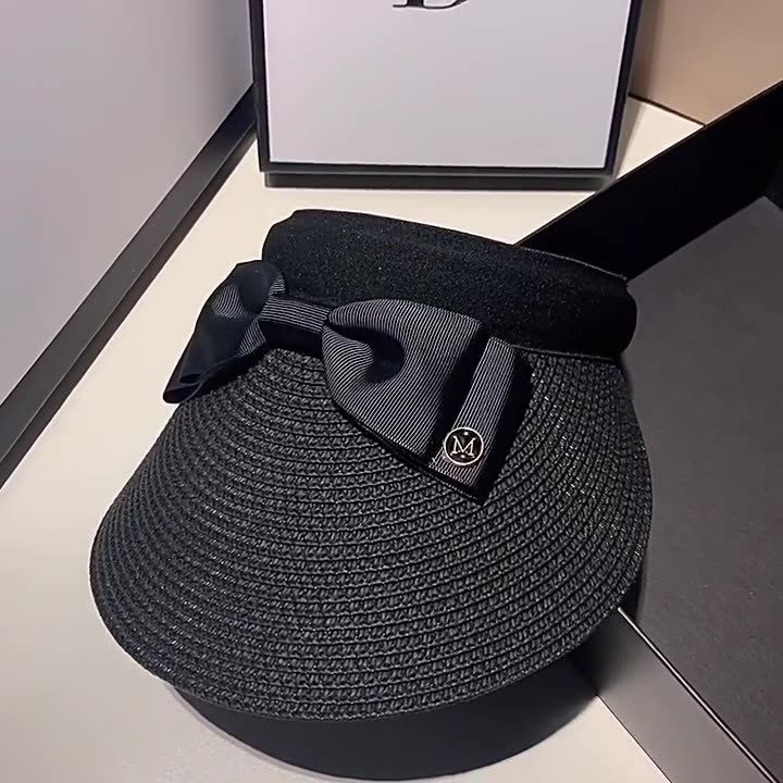 Gorra de playa con protección UV versátil para mujer, sombrero de sol sin tapa estilo coreano._voghion.com