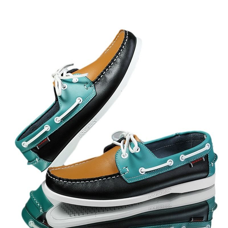 Quality Sailing Genuine Large Size Breathable Trendy Casual Men's Leather Shoes_voghion.com
