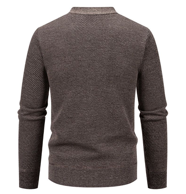 Herrenbekleidung – Fleecegefütterter Strickjackenpullover, warmer Winterpullover mit V-Ausschnitt für lässige und stylische Outfits (erhältlich in 5 klassischen Farben und 4 Größen)_voghion.com