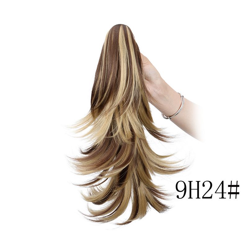 Coda di cavallo lunga con clip da donna, coda di cavallo arricciata multistrato, coda di cavallo riccia con clip in fibra sintetica, produttore all'ingrosso_voghion.com