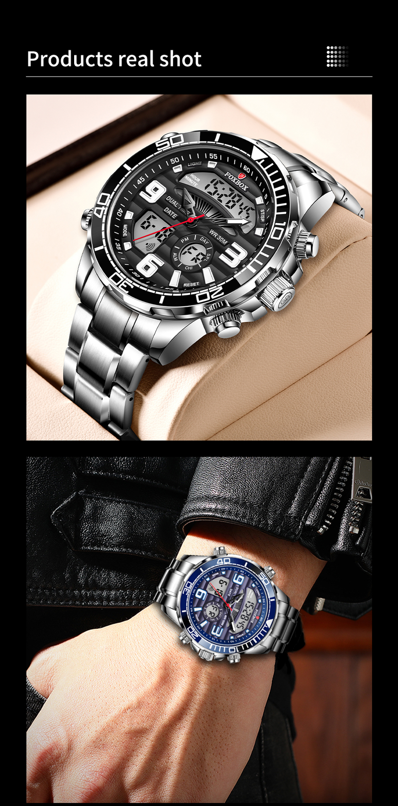 Relógios masculinos moda esporte relógio masculino quartzo analógico digital relógio masculino à prova dwaterproof água relógios de aço inoxidável_voghion.com