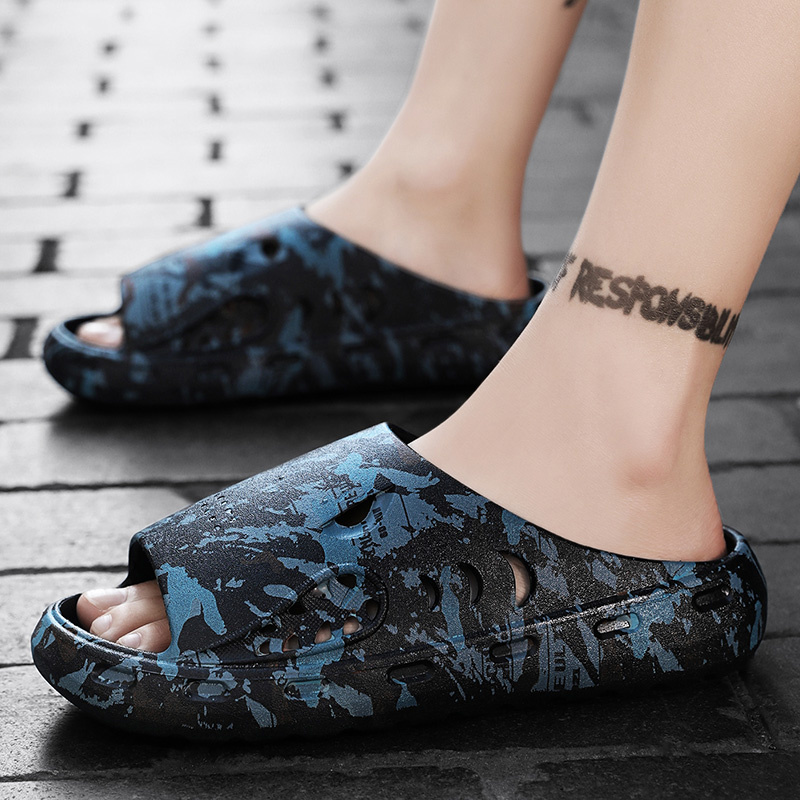 Men Slippers External Wear Sandals Open Toe Pillow Beach Slippers for Summer Soft Foam Sliders Slip Comfy_voghion.com