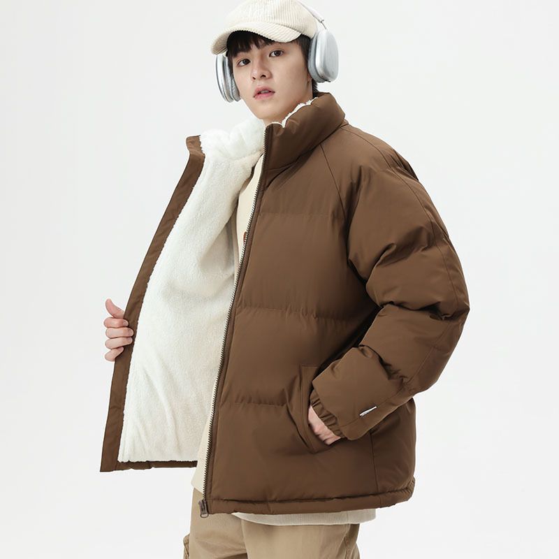 Winter Lamb Wool Puffer New Loose Fit Men's Thickened Plus Size Coat Couple's Fleece-Lined Warm Cotton Jacket_voghion.com