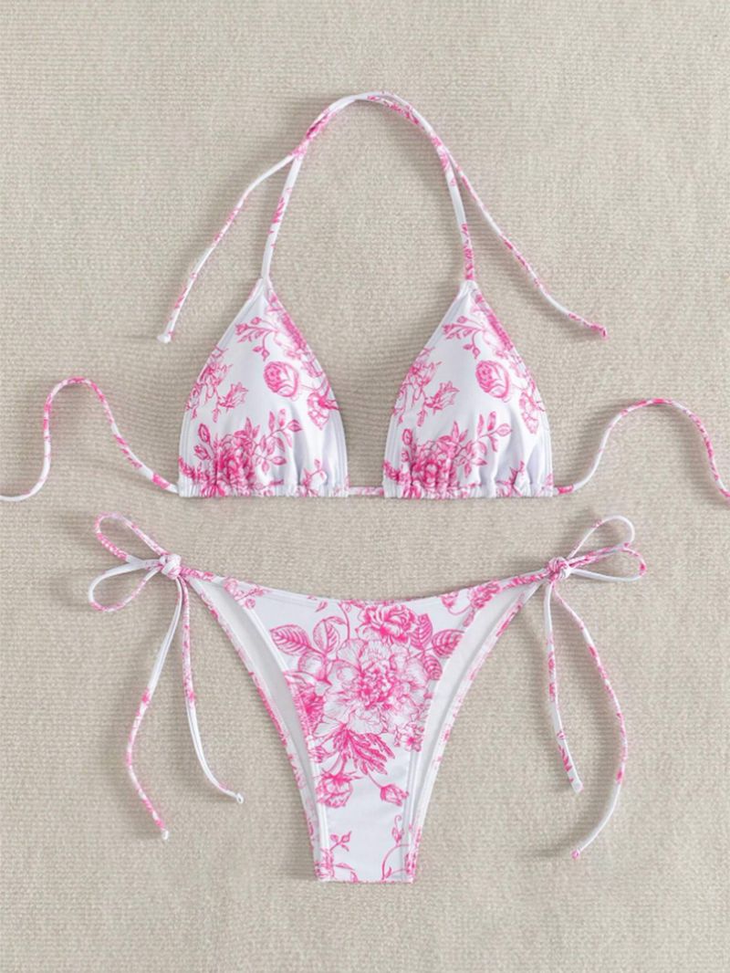 Women's Clothing Sexy Backless Swimsuit Women's Leopard Print Three Point Bikini Drawstring Swimsuit_voghion.com