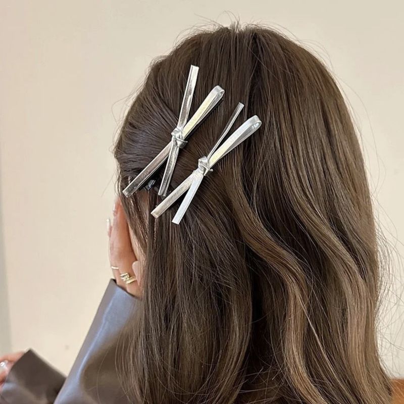 combination Bow Hair Card Button Type Atmospheric Sense Of Temperament Bangs Side Duckbill Clip Hair Accessories_voghion.com