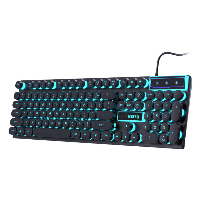 Punk Floating Wired Keyboard Mouse Set Mechanical Feel Character Glow Gaming Office USB Universal_voghion.com