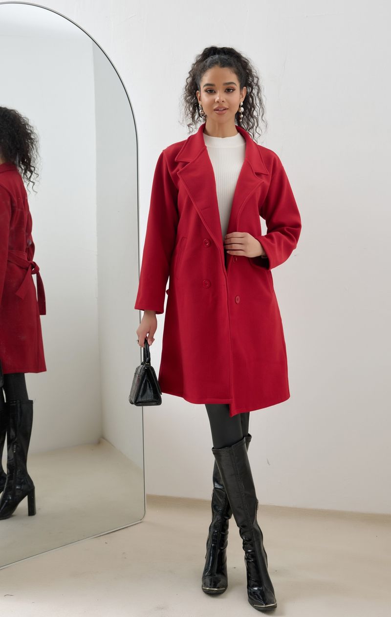 Autumn Winter New Women's Woolen Long Lace-up Wool Coat Solid Color Simple Slim Jacket_voghion.com