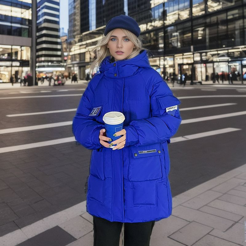 Damen Warme Jacke Wattierte Jacke im langen Winter Neue Dicke Winddichte Warme Wattierte Jacke Ausländische Luft Wattierte Jacke_voghion.com