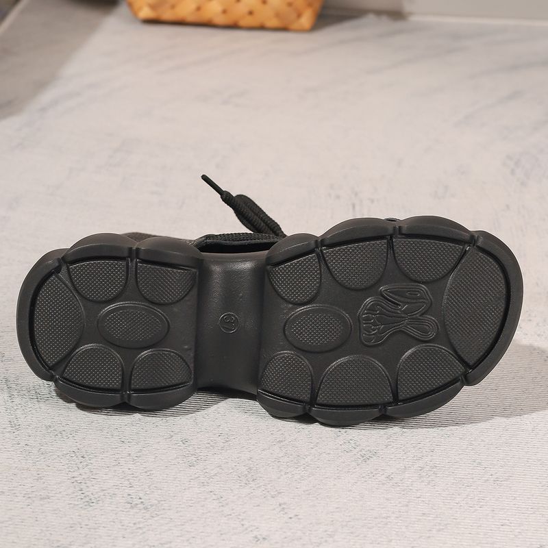 Neue Vintage-Stiefel aus hohlem Leder, Sandalen, modische Schnürung vorne, dicke Sohle, einfarbig, offene Zehenpartie, coole Stiefel_voghion.com