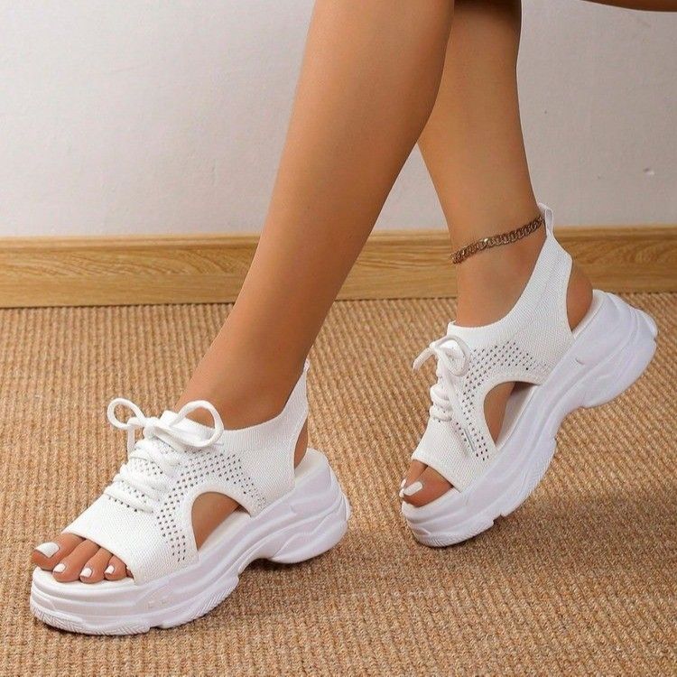 2025 Summer New Roman Lace-up Breathable Mesh Platform Thick Sole Casual Large Size Sports Sandals For Women_voghion.com