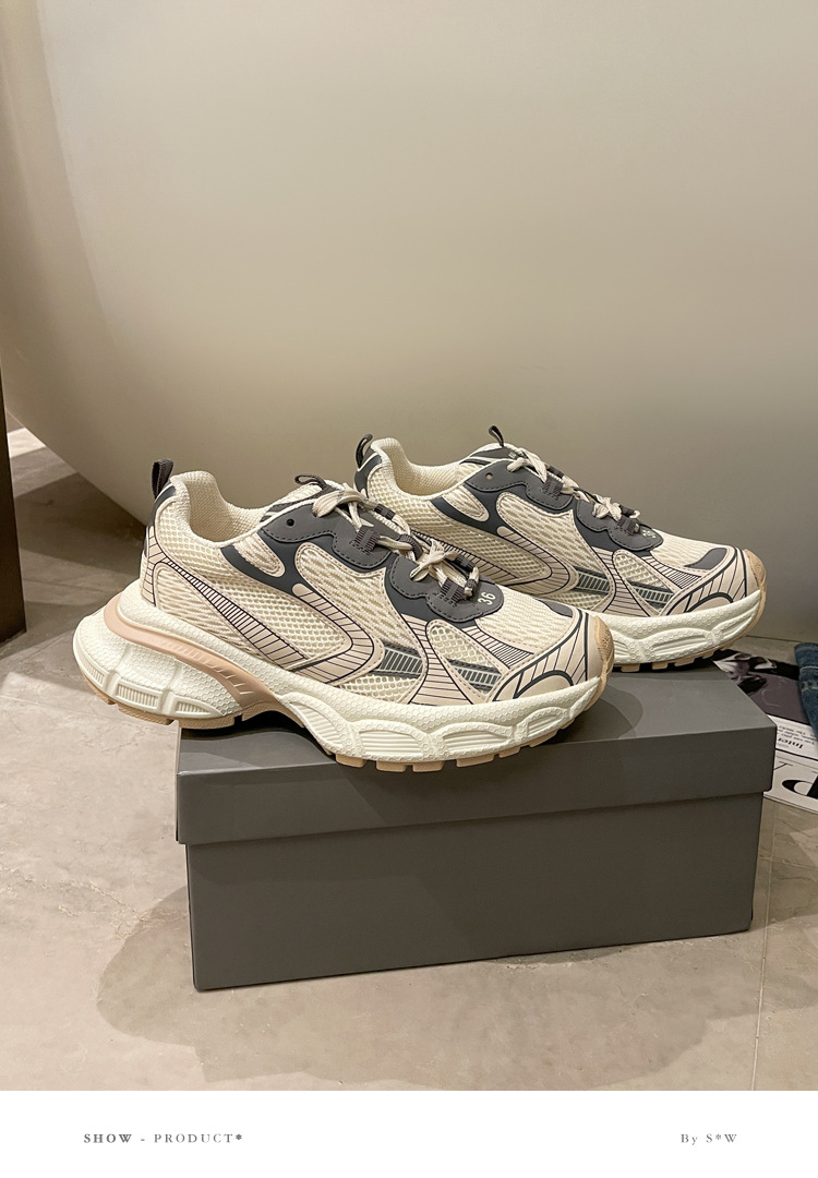 Paris sola grossa combinando com a cor sapatos antigos femininos 2024 primavera novos casuais respiráveis all-match super quentes tênis de corrida esportivos_voghion.com