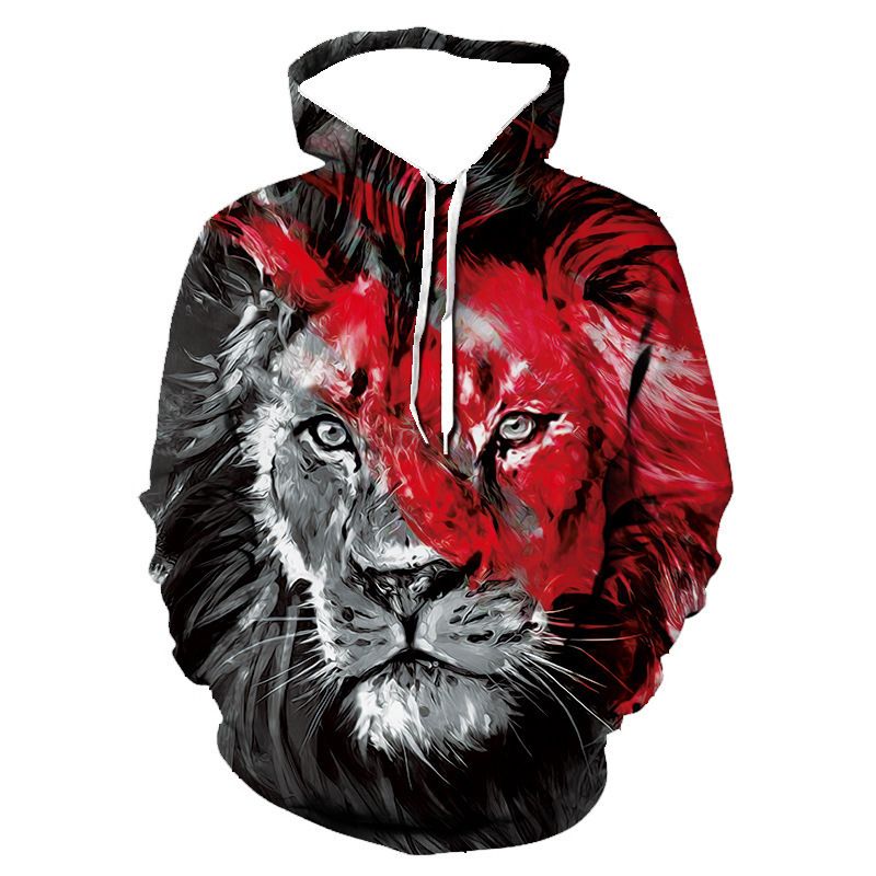 Felpe con cappuccio grafiche alla moda con leone punk, felpe con cappuccio animali gotiche alla moda per uomo, abbigliamento casual streetwear, ropa hombre, felpe con cappuccio_voghion.com