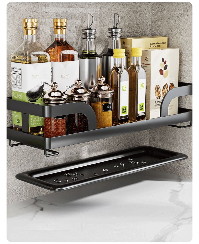 Estante de almacenamiento de cocina, estante de almacenamiento sin perforaciones, estante para condimentos montado en la pared, canasta de drenaje para el hogar, artefacto para fregadero_voghion.com