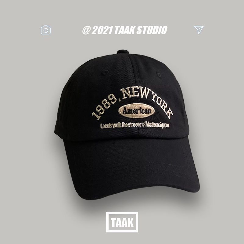 Unisex Embroidered Letters Baseball Caps Adjustable Casual 1989 New York American Cotton Sun Solid Visor Hats for Men_voghion.com