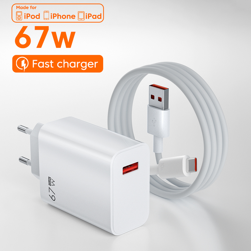 USB 67W Charger Quick Charging QC 3.0 Wall Mounted Phone Adapter for iPhone Samsung Xiaomi Poco Tablet USB Typ i_voghion.com