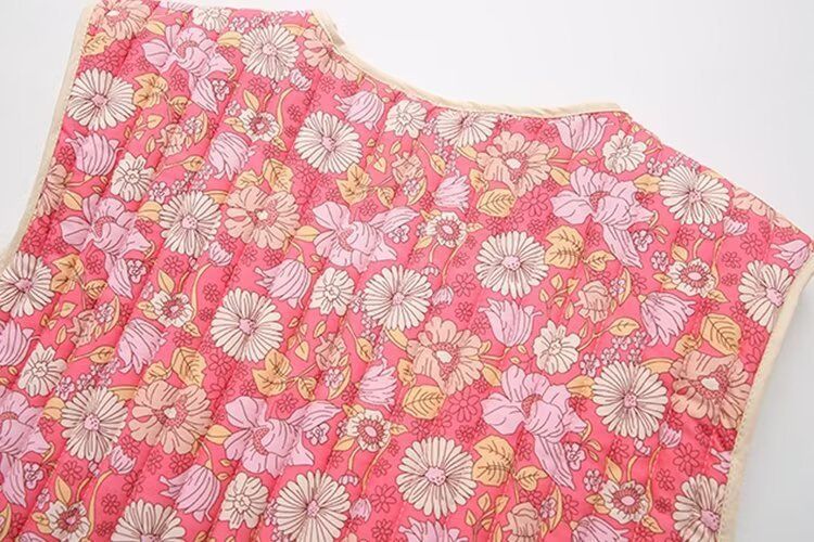 Vêtements pour femmes 2024 été nouvel article petit gilet en coton double face à motif floral_voghion.com