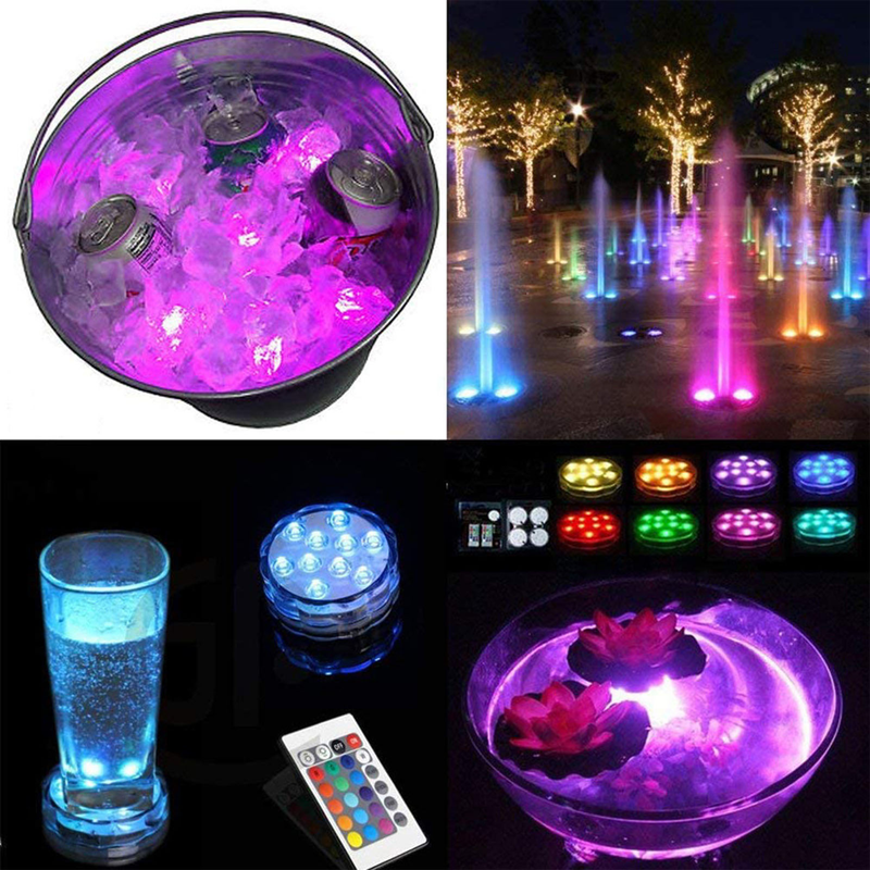 4Pcs Pool Diving Lights With Remote Control 10 LEDs Colorful Light Illumination Underwater Submersible Aquarium LED Lamp Pool Decoration_voghion.com