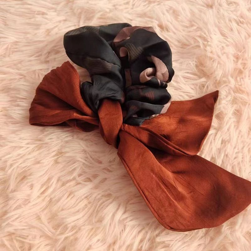 New Floral Bow, Ribbon, Large Intestine Women's Korean Version Ponytail Headband, High Elasticity Meatball Headband_voghion.com