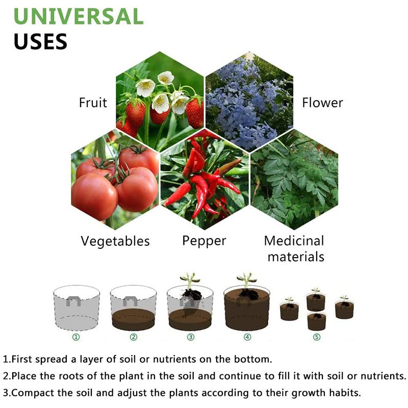 Saco de cultivo de feltro, vaso retangular para viveiro de plantas, bolsa para plantio de flores em jardim ao ar livre com alça, recipiente para plantio de vegetais e jardim_voghion.com