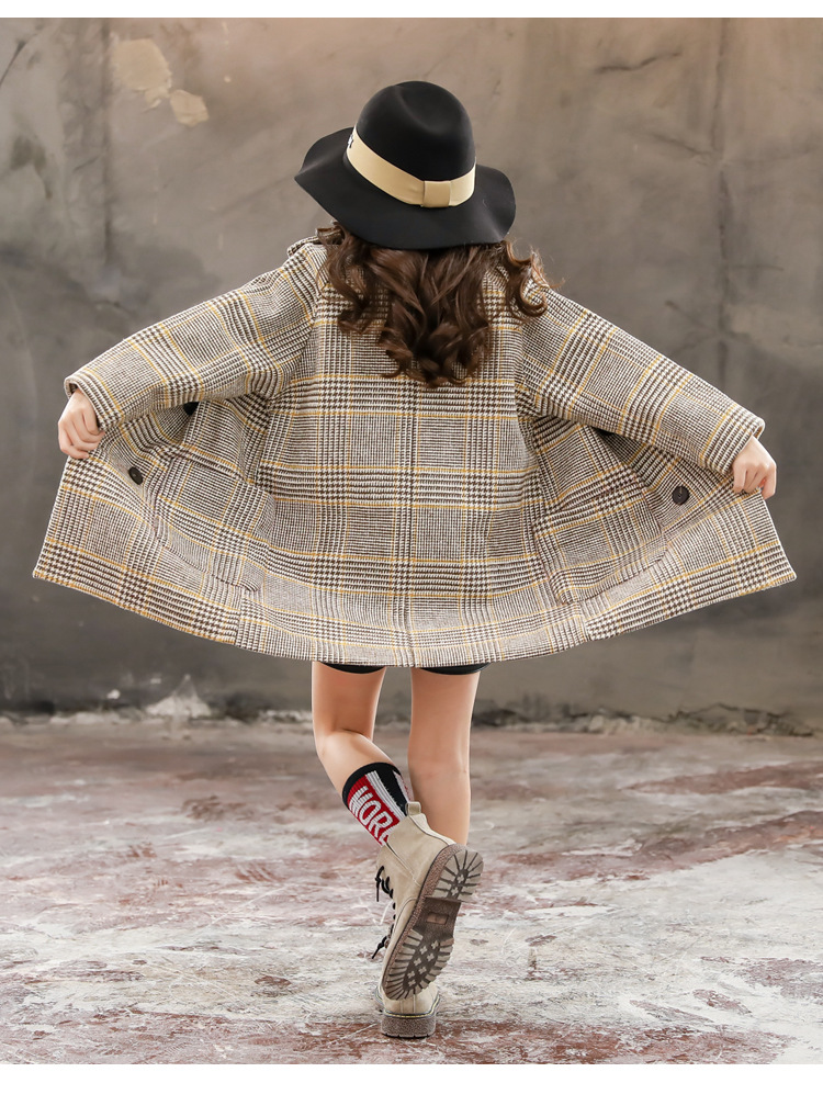 Babykleidung Kinder-Tweedmantel mittellanger Mädchentrend_voghion.com