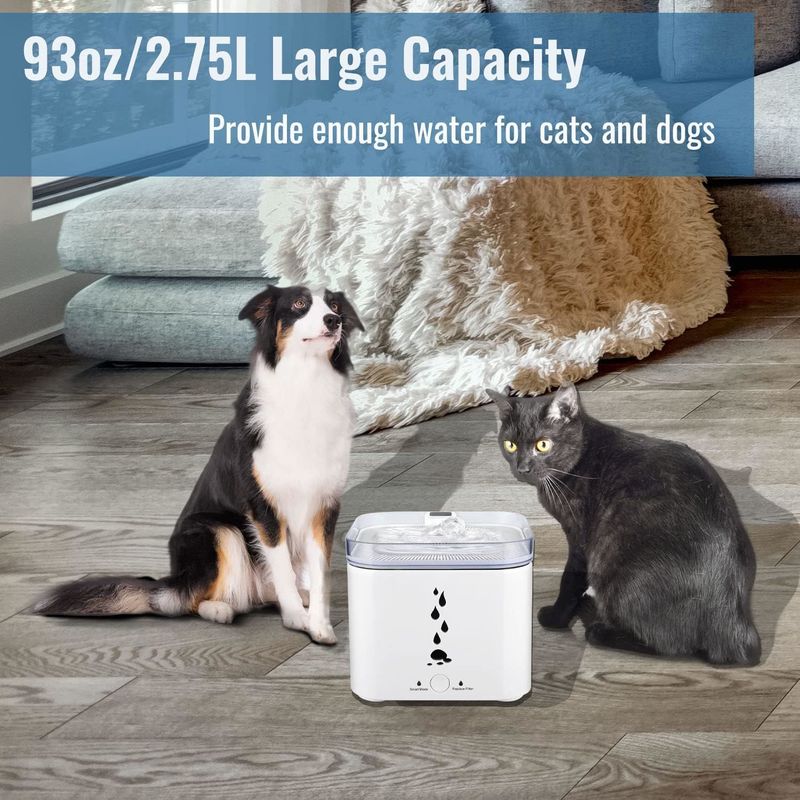 Pet Water Fountain, 93oz/2.75L Automatic Cat and Dog Water Fountain Water Dispenser Ultra-Quite Easy to Clean and Assemble_voghion.com