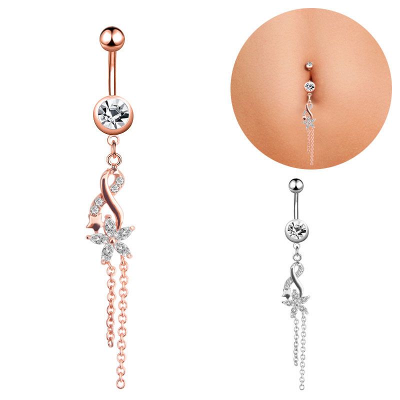 Damenschmuck Bauchnabelring Kreativer exquisiter Zirkon Bauchnabelnagel-Piercingschmuck_voghion.com