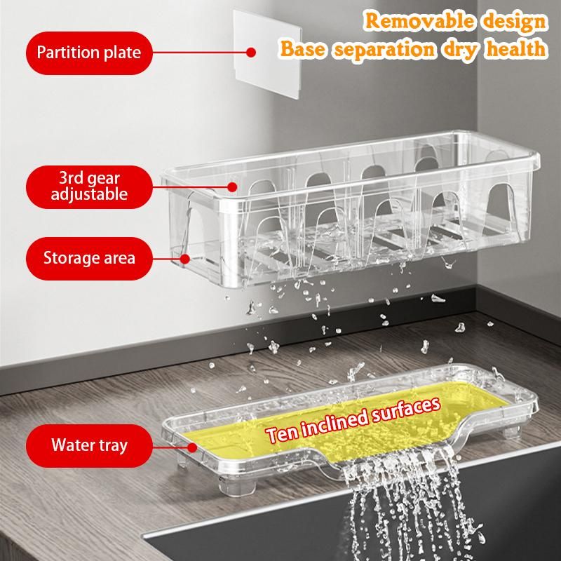 sponge Drain Rack Kitchen Dishwashing Basket Rack Sink Detergent Rag Countertop Storage Rack_voghion.com