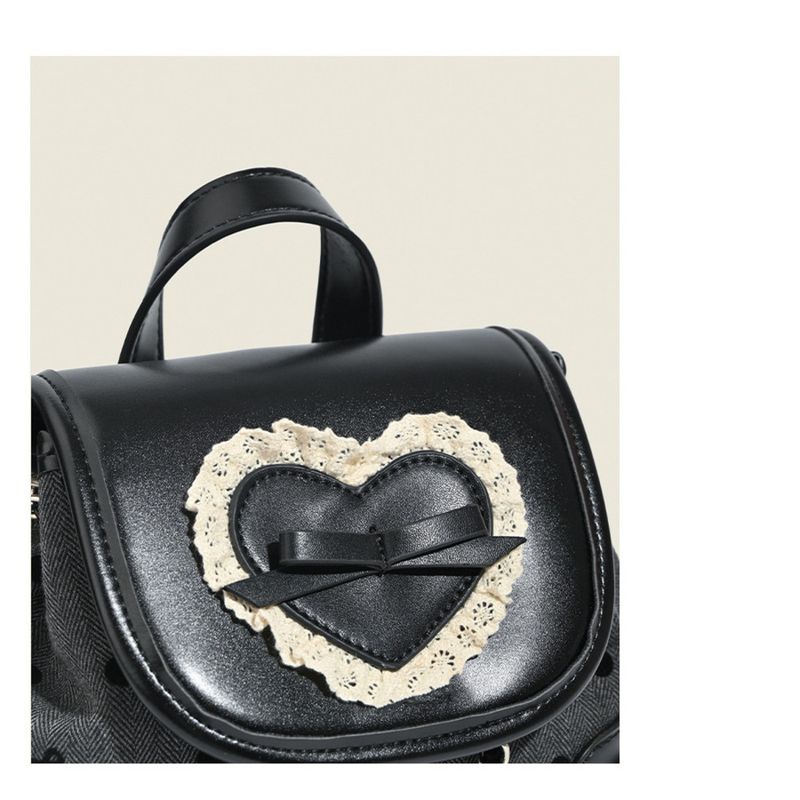Heart-Shaped Polka Dot Bow Women's Bag_voghion.com